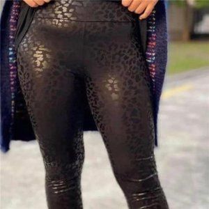 New Women’s Yoga Waist Leopard Print Leggings Small ONLY